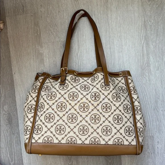 Tory Burch T Monogram Jacquard Drawstring Tote - Hazel - Picture 2 of 12